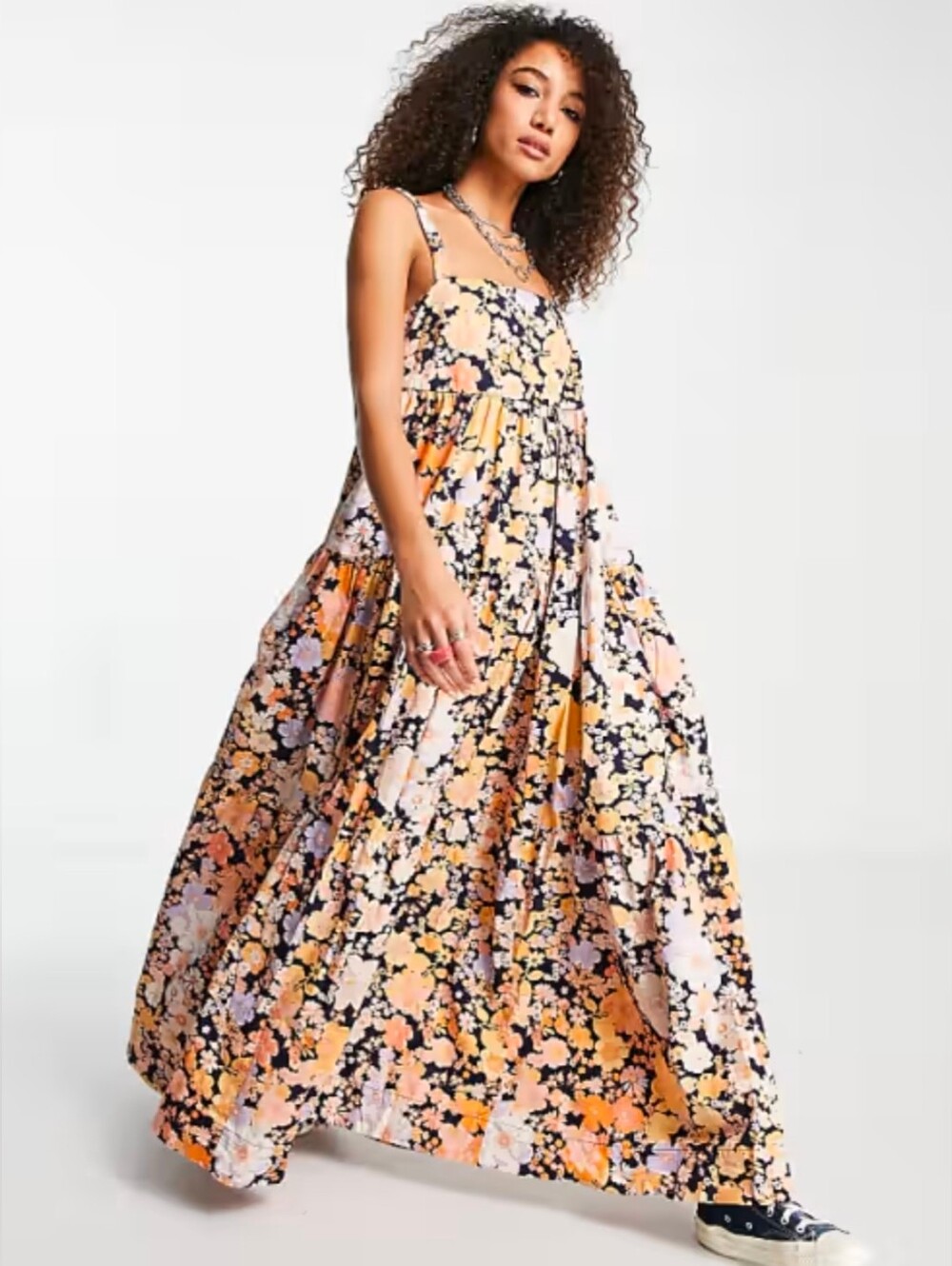 Free People Floral Cotton Maxi Dress XS